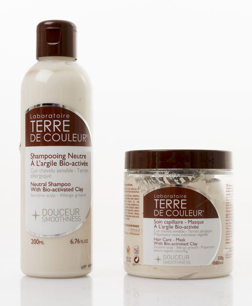 Shampoing et soin douceur à l'argile de la marque terre de couleur